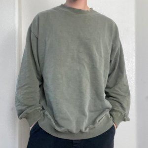 OLIVE / ARMY GREEN CREW SWEATER (VINTAGE LOOK & FEEL)